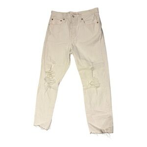 Levi's Women's Straight Wedgie White distressed Jeans